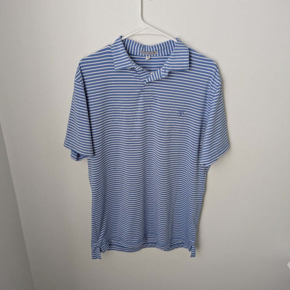 Peter Millar Tour Fit Blue Striped Golf Polo, Medium